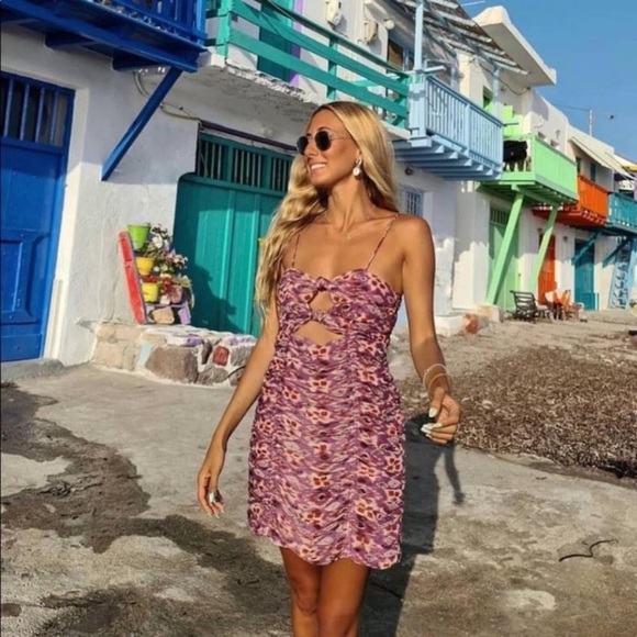 NWT Zara Blogger’s Favorite Printed Mini Dress with Draping - Picture 3 of 10